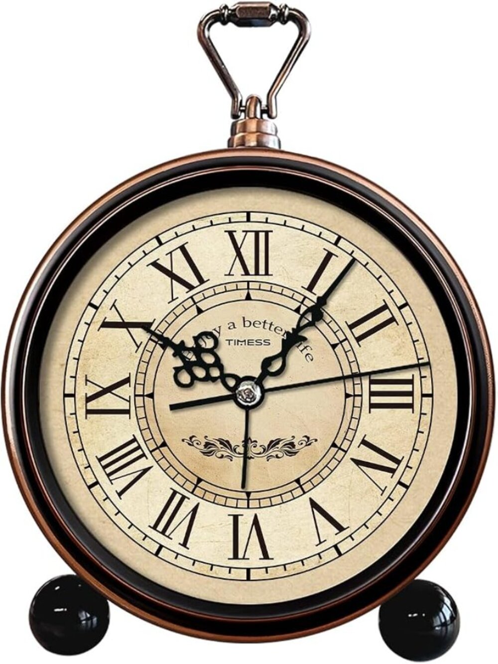 Vintage Analog Alarm Clock 4.3" Silent Non-Ticking Quartz Desk Clock